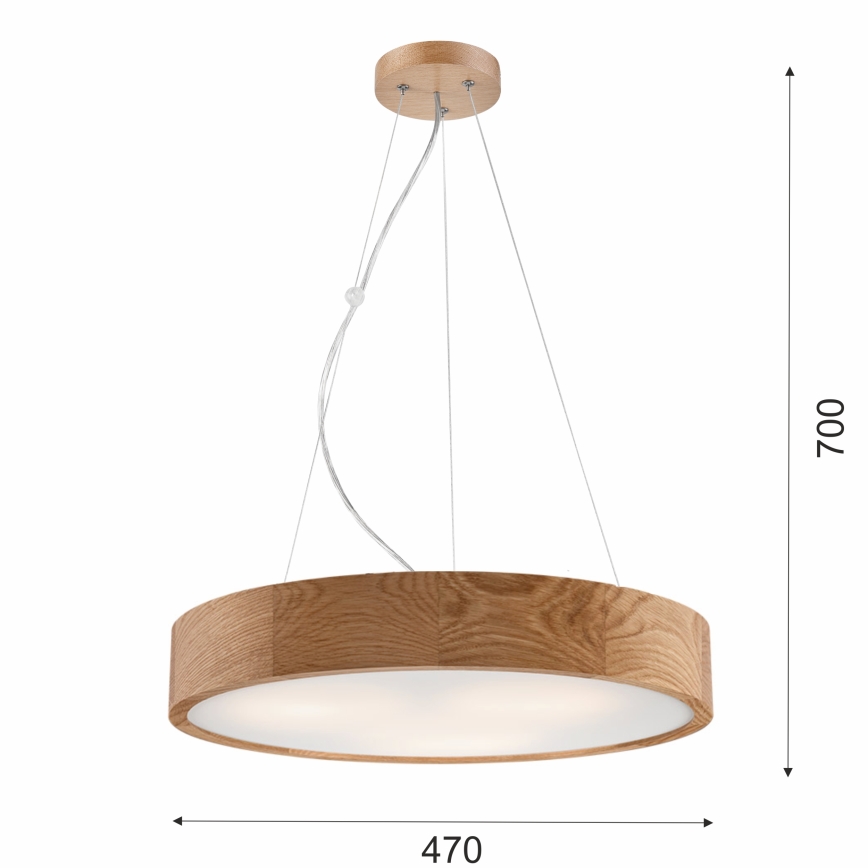 Luster na lanku OAK 3xE27/60W/230V dub ø 47,5 cm - FSC certifikované