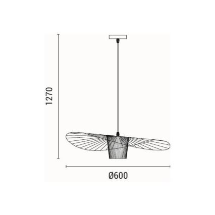 Luster na lanku OGGI 1xE27/40W/230V pr. 60 cm čierna