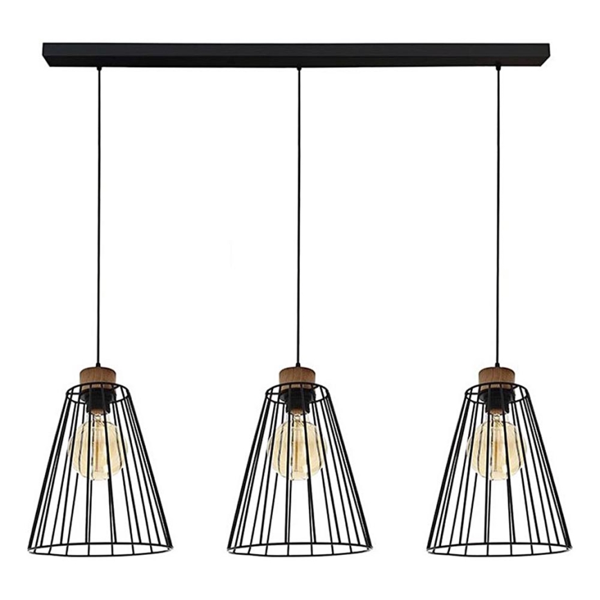 Luster na lanku ORAZIO 3xE27/60W/230V borovica