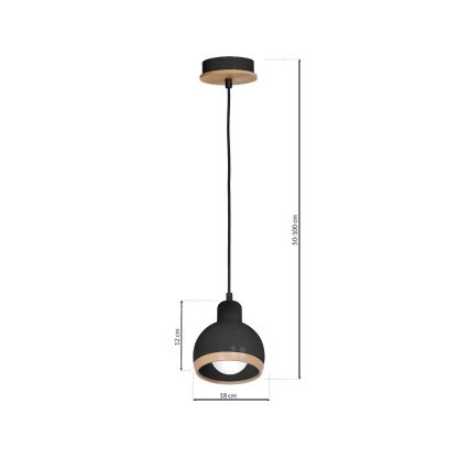 Luster na lanku OVAL 1xE27/60W/230V čierna