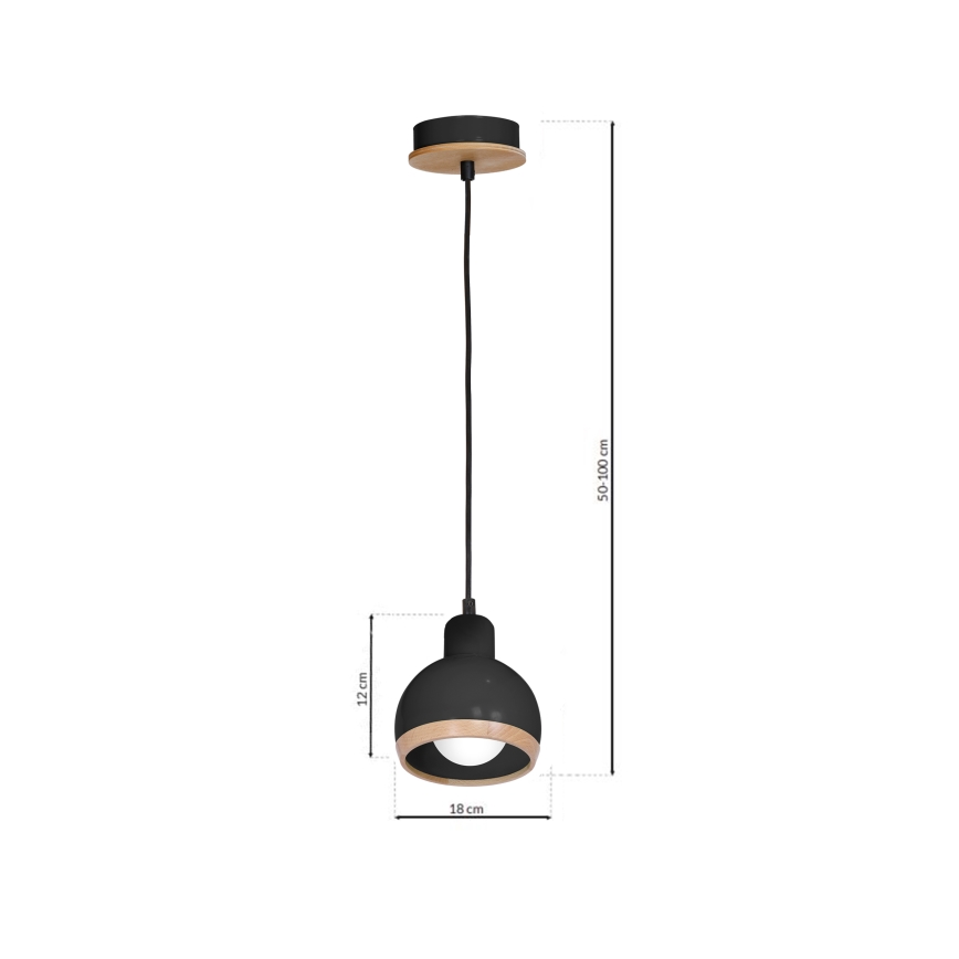 Luster na lanku OVAL 1xE27/60W/230V čierna
