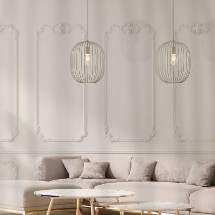 Luster na lanku OVELLA 1xE27/15W/230V pr. 34 cm krémový