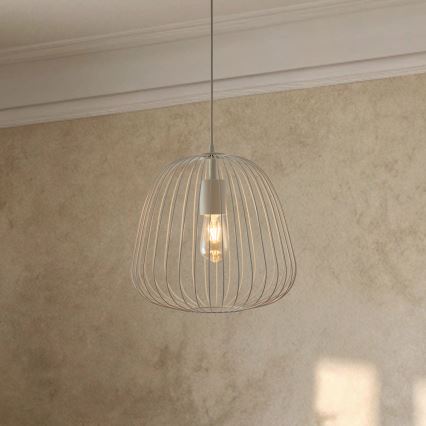 Luster na lanku OVELLA 1xE27/15W/230V priemer 36 cm krémový