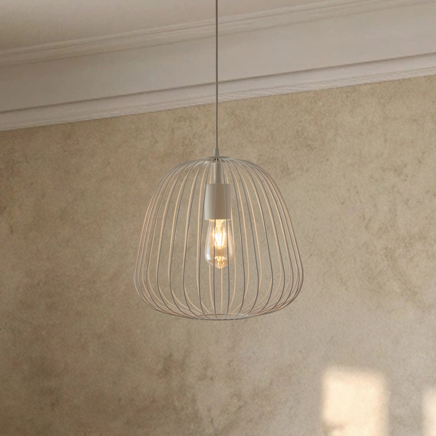 Luster na lanku OVELLA 1xE27/15W/230V priemer 36 cm krémový