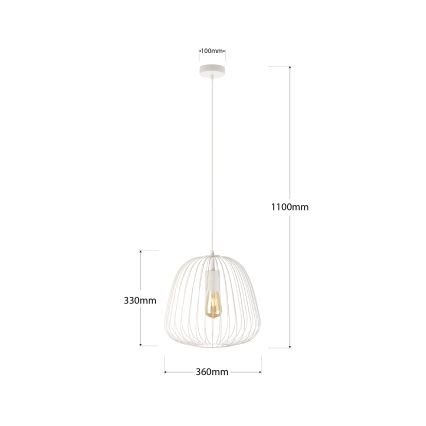 Luster na lanku OVELLA 1xE27/15W/230V priemer 36 cm krémový