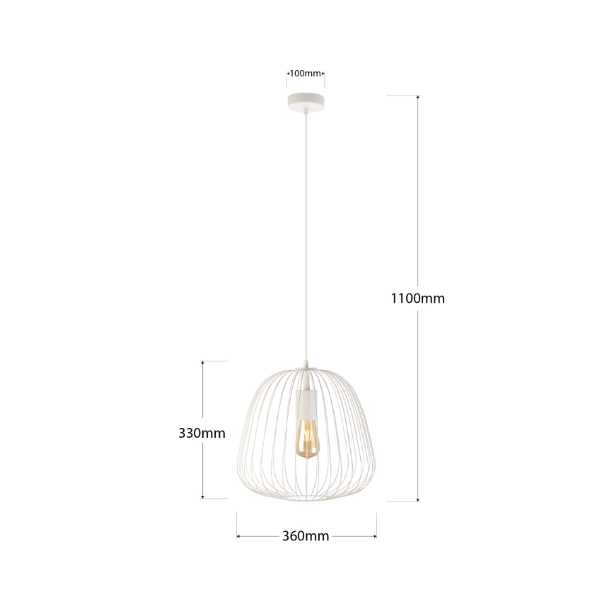 Luster na lanku OVELLA 1xE27/15W/230V priemer 36 cm krémový