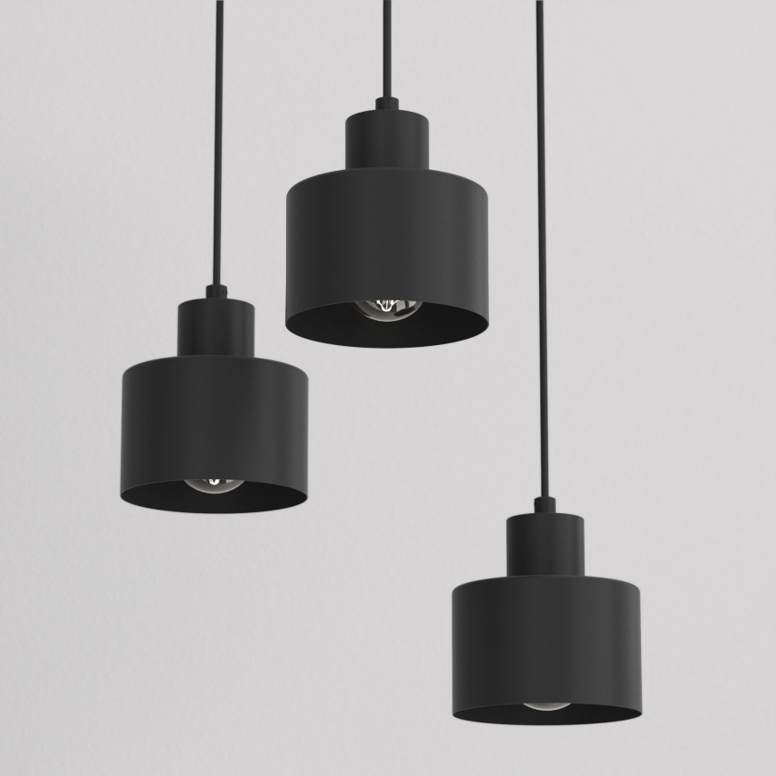 Luster na lanku PARKLA 3xE27/15W/230V čierny