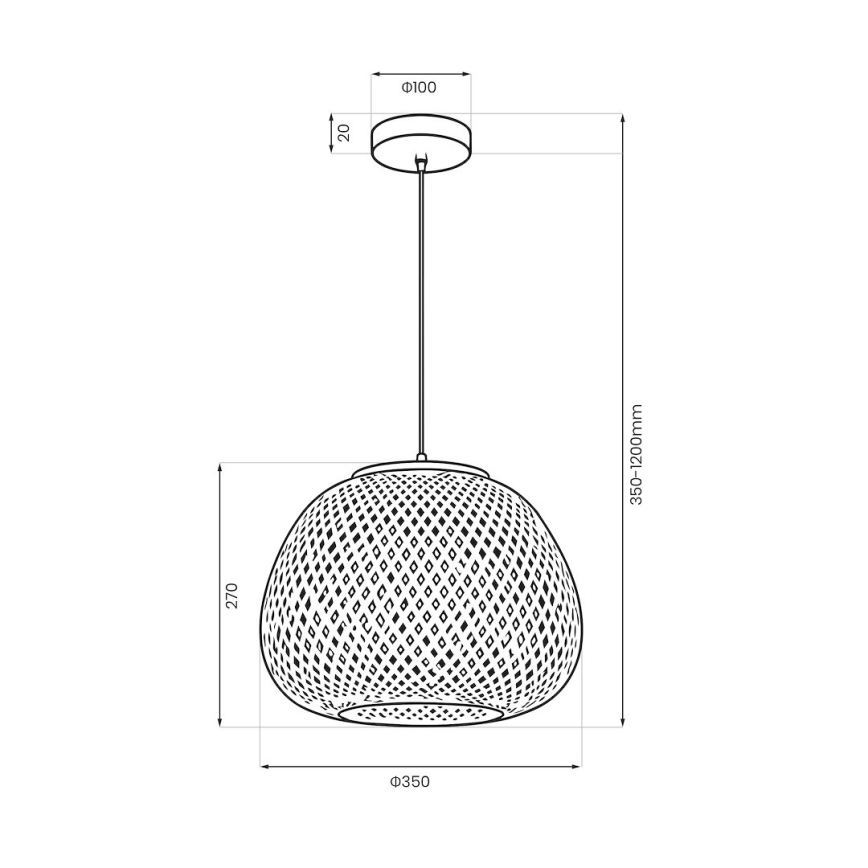 Luster na lanku PETRA 1xE27/15W/230V bambus