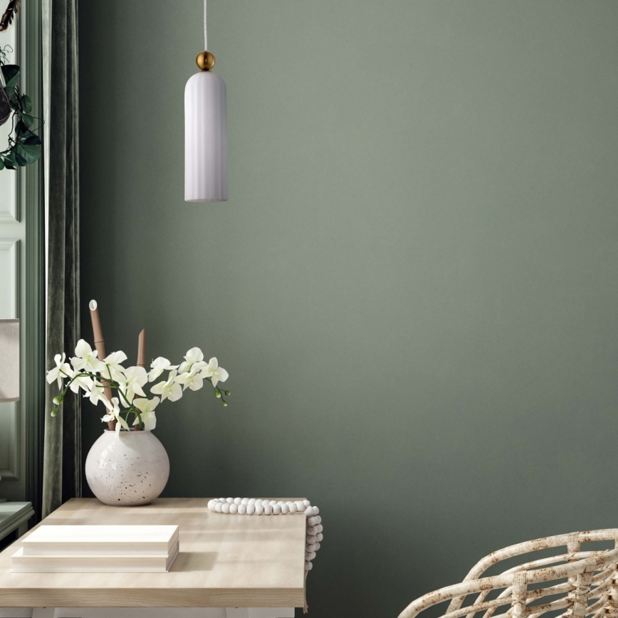 Luster na lanku PIEGA 1xE14/40W/230V mosadz/biela