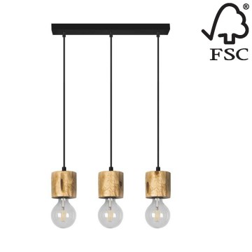 Luster na lanku PINO 3xE27/60W/230V borovica – FSC certifikované