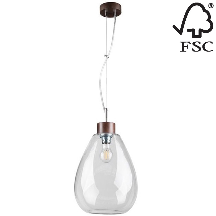 Luster na lanku PIRO 1xE27/60W/230V buk – FSC certifikované