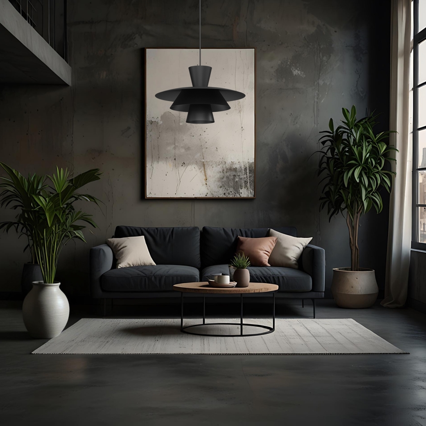 Luster na lanku PLATO 1xE27/15W/230V čierna