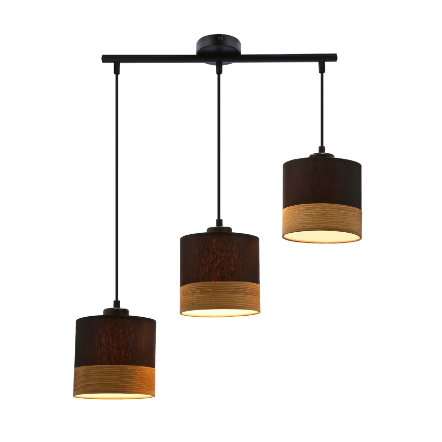 Luster na lanku PORTO 3xE27/60W/230V čierna/hnedá
