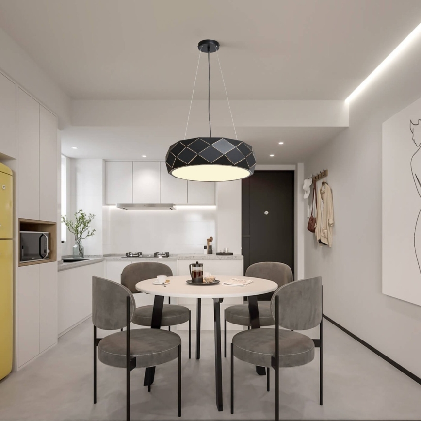 Luster na lanku REUS 3xE27/40W/230V, priemer 47 cm, čierny