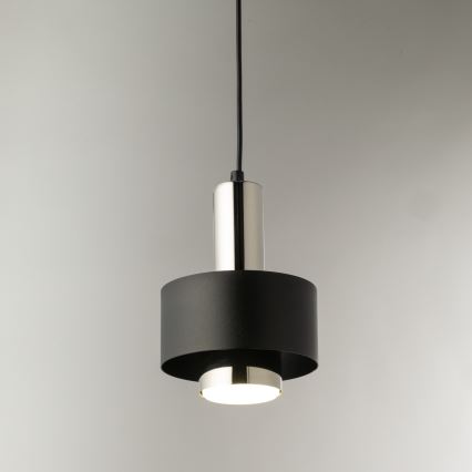 Luster na lanku RIF LUX 1xGX53/12W/230V pr. 15 cm čierna/lesklý chróm