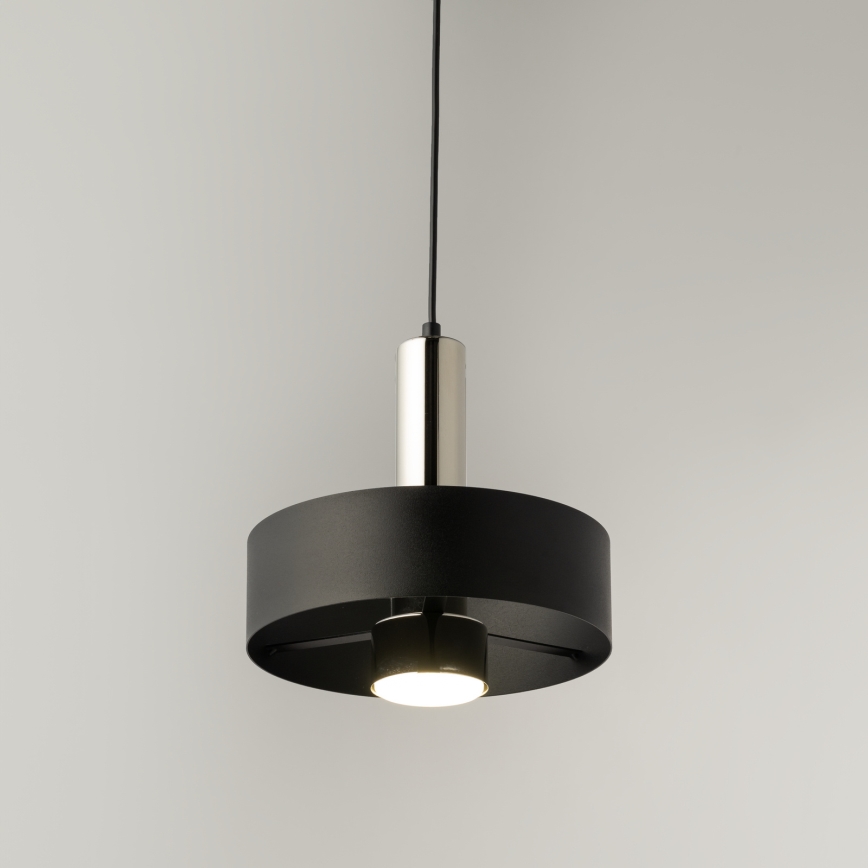 Luster na lanku RIF LUX 1xGX53/12W/230V pr. 25 cm čierna/lesklý chróm
