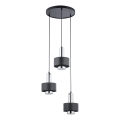 Luster na lanku RIF LUX 3xGX53/12W/230V pr. 38 cm čierna/lesklý chróm