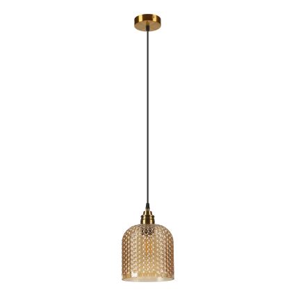 Luster na lanku ROCCO 1xE27/15W/230V zlatý/dymovo béžový