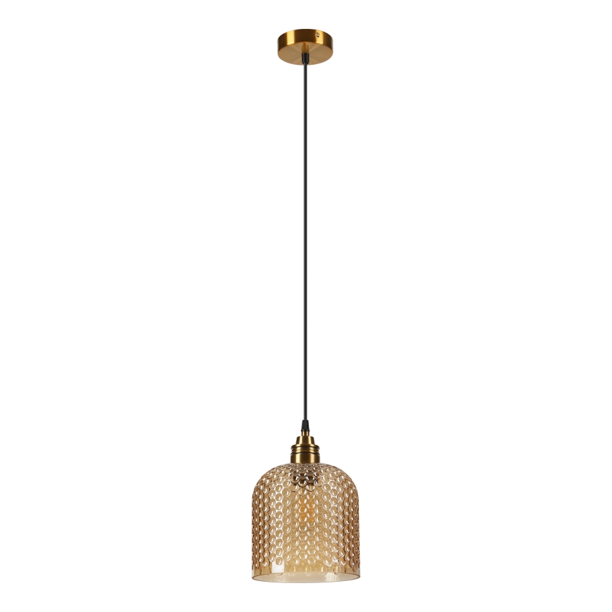 Luster na lanku ROCCO 1xE27/15W/230V zlatý/dymovo béžový