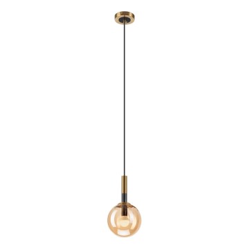 Luster na lanku ROLLO 1xE14/5W/230V zlatá/dymová béžová