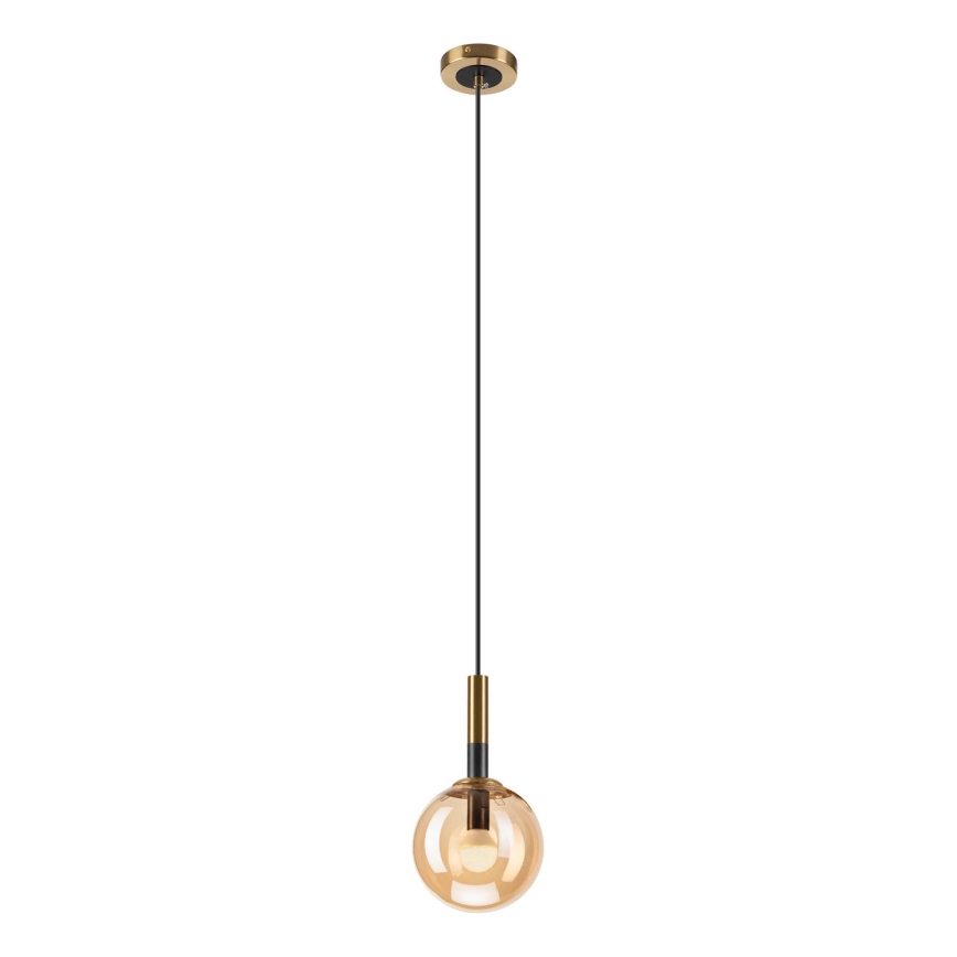 Luster na lanku ROLLO 1xE14/5W/230V zlatá/dymová béžová