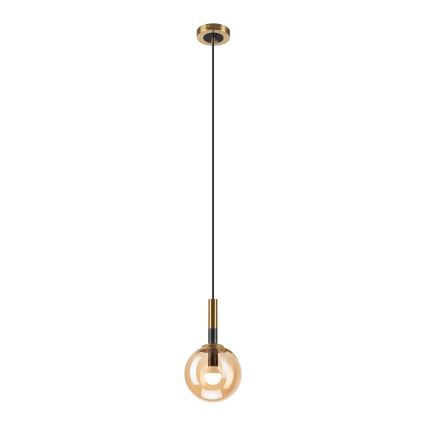 Luster na lanku ROLLO 1xE14/5W/230V zlatá/dymová béžová