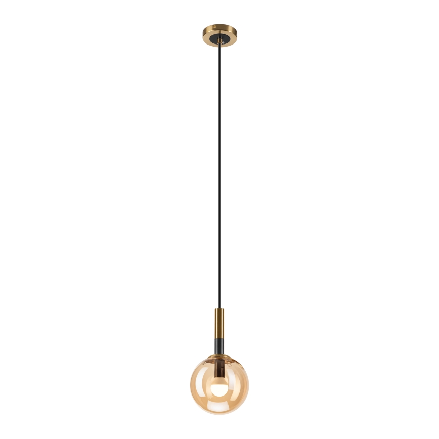 Luster na lanku ROLLO 1xE14/5W/230V zlatá/dymová béžová
