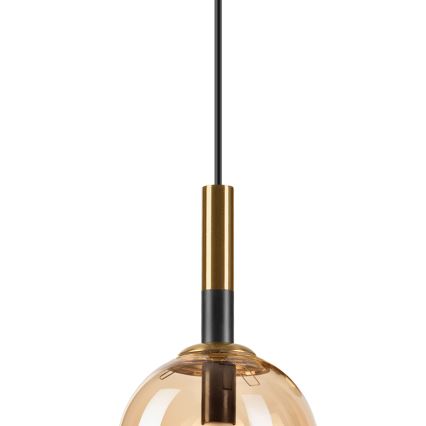 Luster na lanku ROLLO 1xE14/5W/230V zlatá/dymová béžová