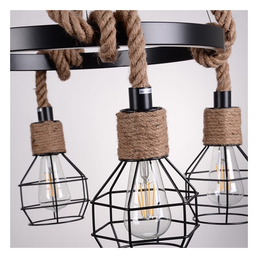 Luster na lanku ROPE ALEGRA 4xE27/10W/230V