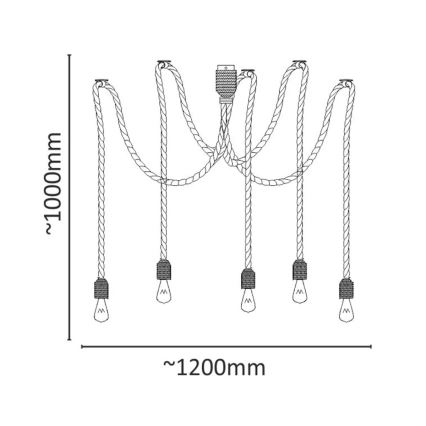 Luster na lanku ROPE CASA 5xE27/12W/230V pavúk