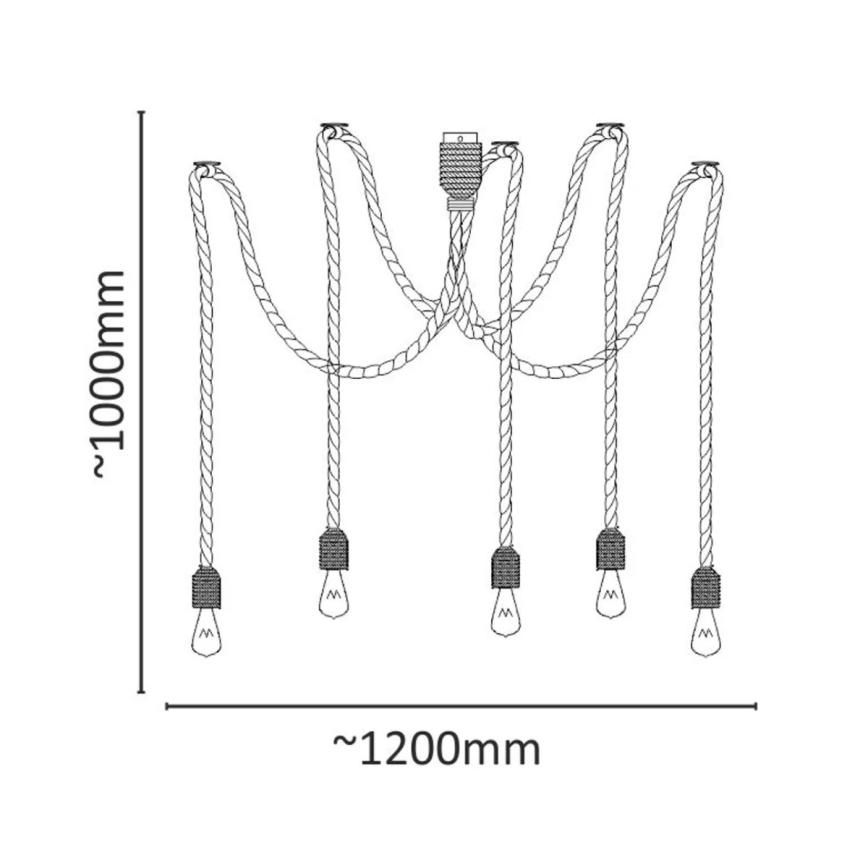 Luster na lanku ROPE CASA 5xE27/12W/230V pavúk