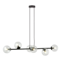 Luster na lanku ROSSI 6xE14/10W/230V čierna/číra