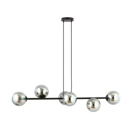 Luster na lanku ROSSI 6xE14/10W/230V čierna/šedá