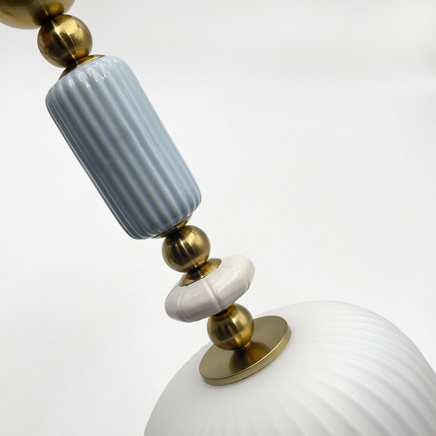 Luster na lanku ROYAL 1xE27/15W/230V zlatá/biela
