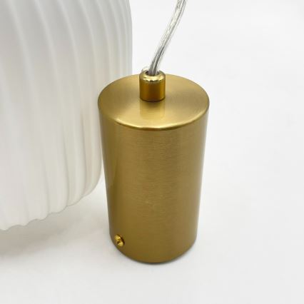 Luster na lanku ROYAL 1xE27/15W/230V zlatá/biela
