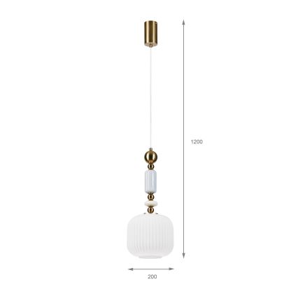 Luster na lanku ROYAL 1xE27/15W/230V zlatá/biela