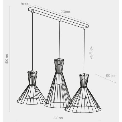 Luster na lanku SAHARA 3xE27/60W/230V