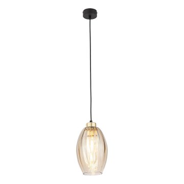Luster na lanku SEBO 1xE27/15W/230V čierna/dymovo-béžová