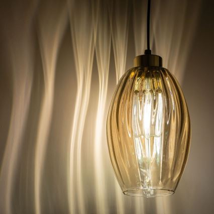 Luster na lanku SEBO 1xE27/15W/230V čierna/dymovo-béžová