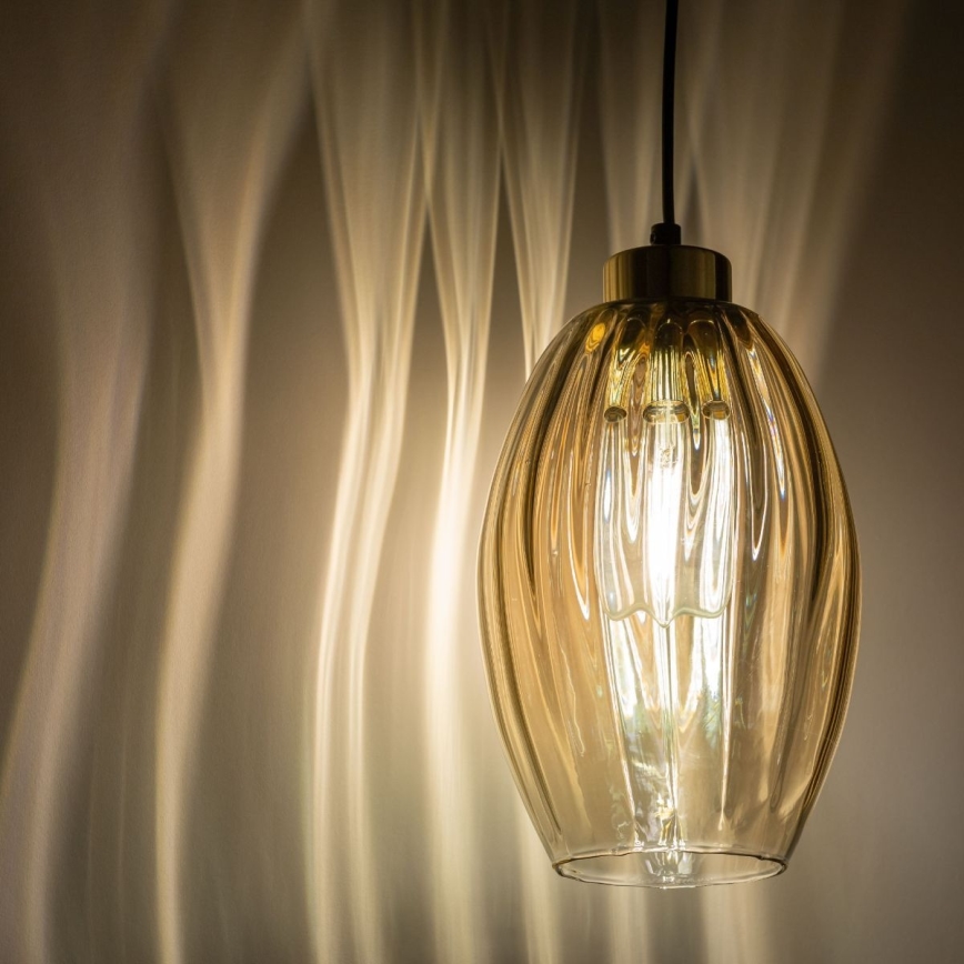 Luster na lanku SEBO 1xE27/15W/230V čierna/dymovo-béžová