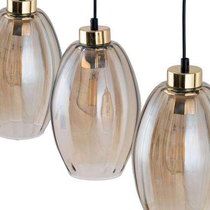 Luster na lanku SEBO 1xE27/15W/230V čierna/dymovo-béžová