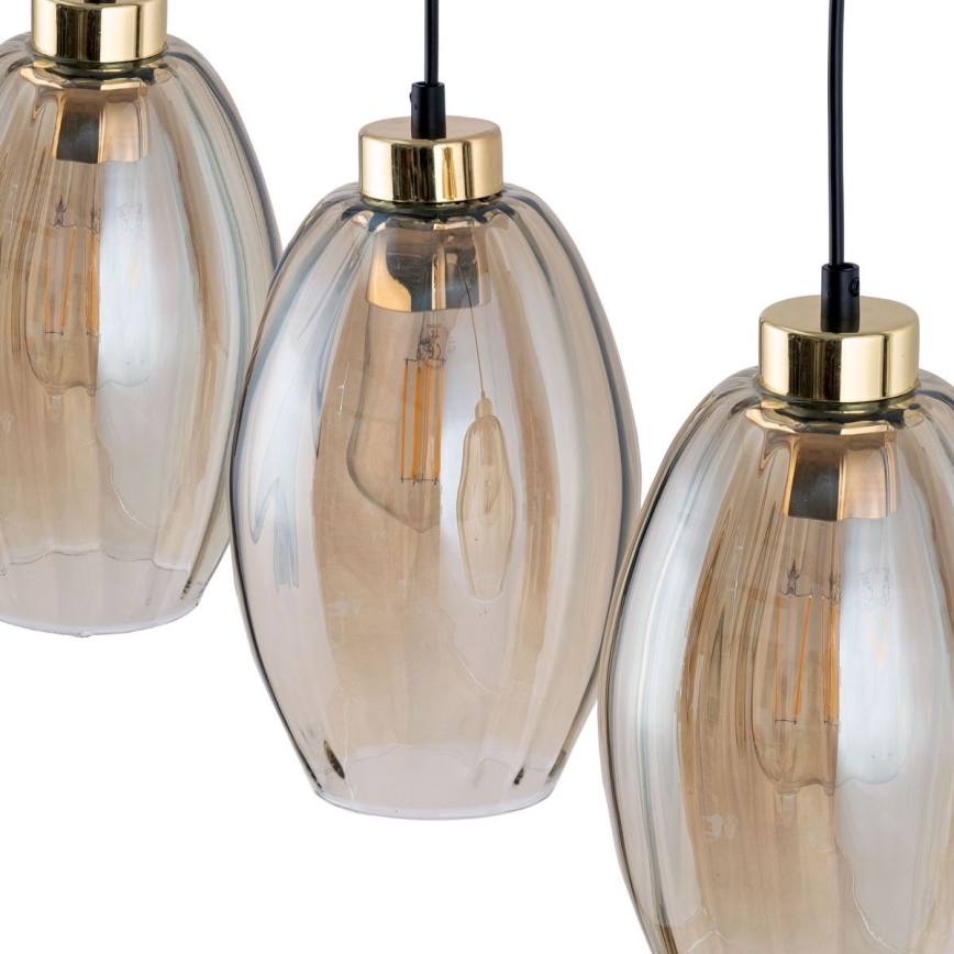 Luster na lanku SEBO 1xE27/15W/230V čierna/dymovo-béžová