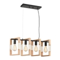 Luster na lanku SERIES 4xE27/11W/230V drevo/čierna
