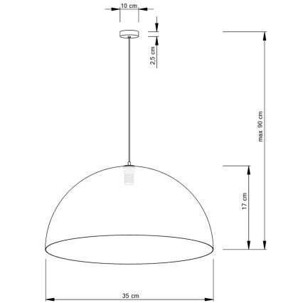 Luster na lanku SFERA 1xE27/60W/230V pr. 35 cm biela/medená