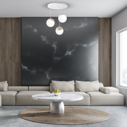 Luster na lanku SFERA WOOD 3xE14/40W/230V
