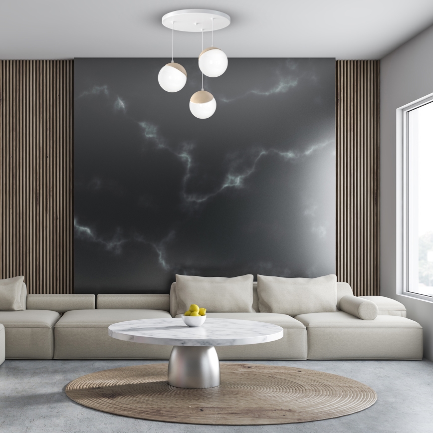 Luster na lanku SFERA WOOD 3xE14/40W/230V