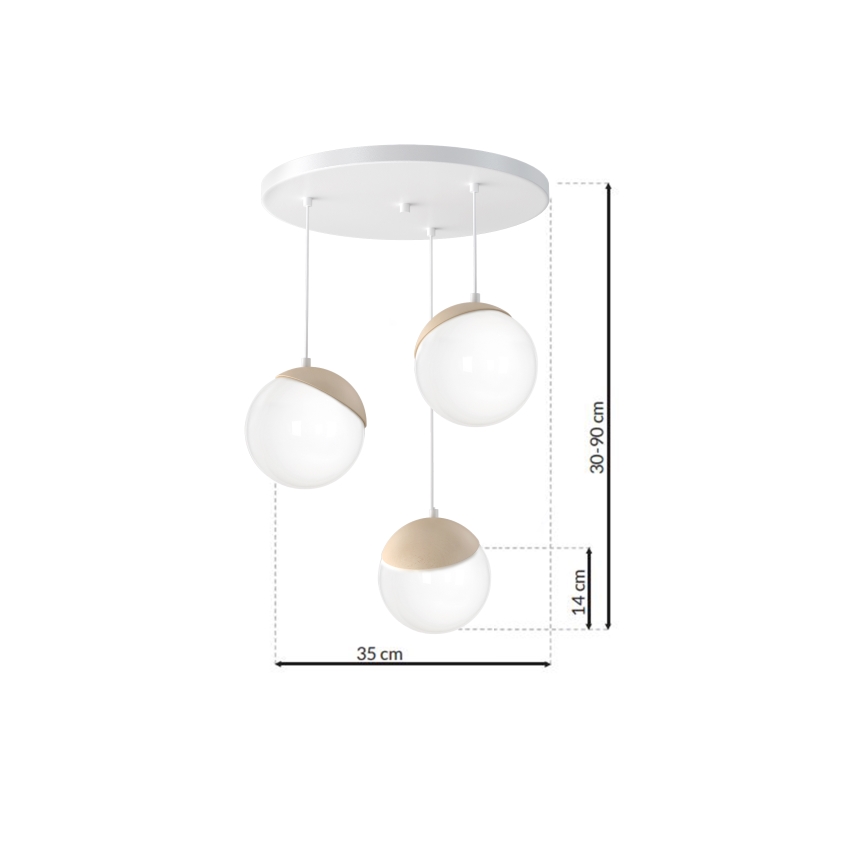 Luster na lanku SFERA WOOD 3xE14/40W/230V