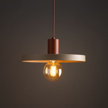 Luster na lanku SILA 1xE27/15W/230V pr. 40 cm béžová/tehlová