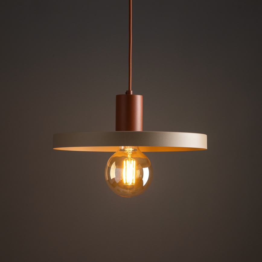 Luster na lanku SILA 1xE27/15W/230V pr. 40 cm béžová/tehlová