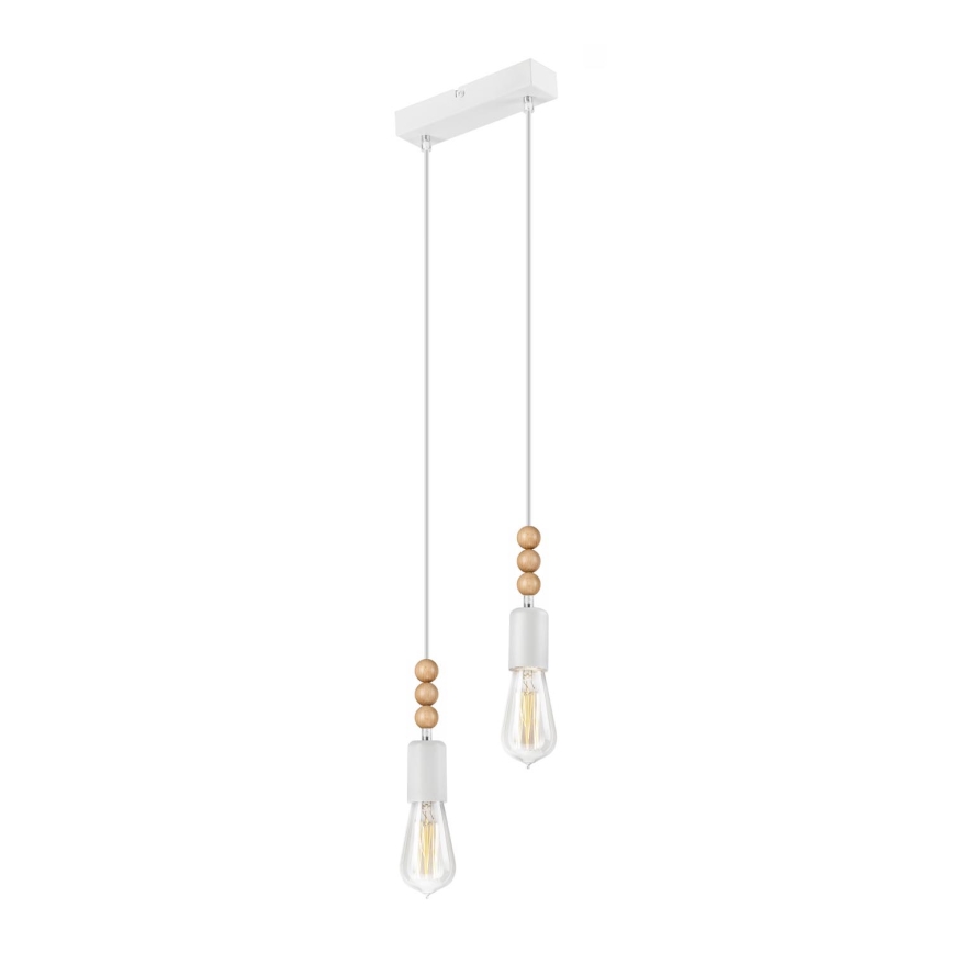 Luster na lanku SIMON 2xE27/60W/230V biela/buk